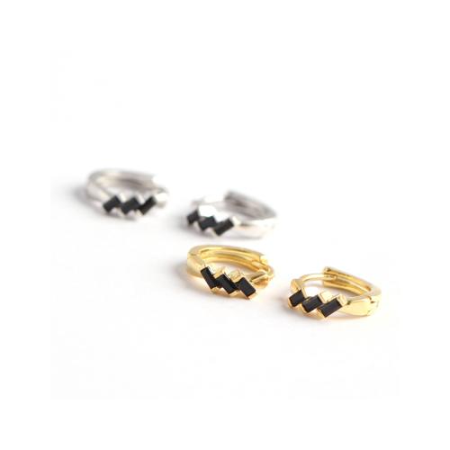 925 sterling silver Huggie Hoop Earring, micro bana cubic zirconia & för kvinna, fler färger för val, 8mm, Säljs av Par