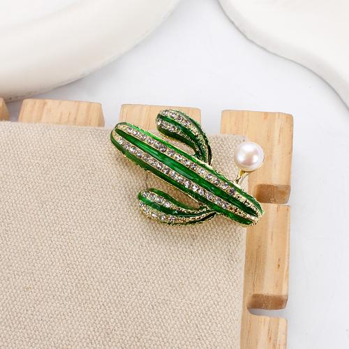 Sladkovodní Pearl Brož, Zinek, s Sladkovodní Pearl, Opuntia Stricta, barva pozlacený, módní šperky & smalt & s drahokamu, více barev na výběr, 24.59x10.65x40.51mm, Prodáno By PC