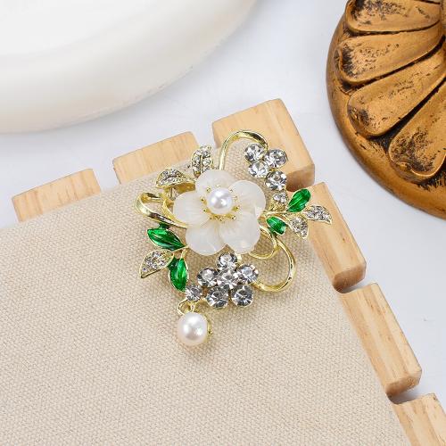 Sladkovodní Pearl Brož, Zinek, s Sladkovodní Pearl & Pryskyřice, Květina, barva pozlacený, módní šperky & smalt & s drahokamu, více barev na výběr, 42.37x18.26x52.66mm, Prodáno By PC