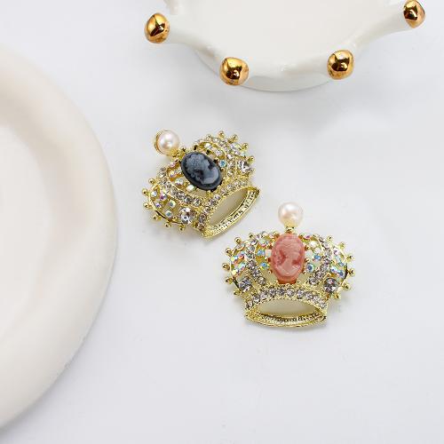 Sladkovodní Pearl Brož, Zinek, s Sladkovodní Pearl & Pryskyřice, Koruna, barva pozlacený, módní šperky & s drahokamu, více barev na výběr, 39.68x14.65x37.90mm, Prodáno By PC