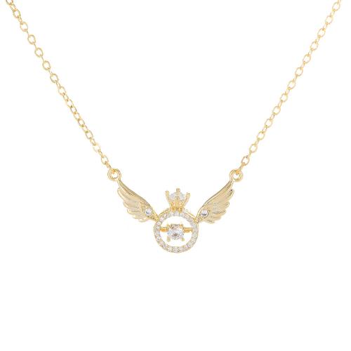 Collier en laiton, Placage, pour femme & avec strass & creux, doré, Vendu par PC