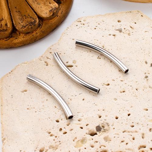 304 rostfritt stål böjda rör pärlor, silver pläterad, DIY, silver, 30.10x3.32x4.15mm, Säljs av PC