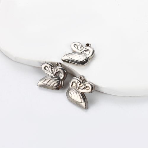 Nerezová ocel zvířat Přívěsky, 304 Stainless Steel, Labuť, barva stříbrná á, DIY, stříbro, 15.03x4.11x15.51mm, Prodáno By PC