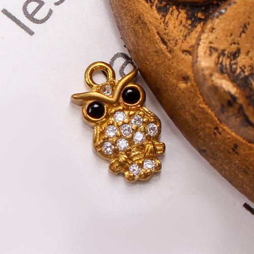 Šatonové mosaz Přívěsky, Sova, á, DIY & s drahokamu, zlatý, nikl, olovo a kadmium zdarma, 6.47x2.06x11.55mm, Vnitřní průměr:Cca 5.09mm, Prodáno By PC