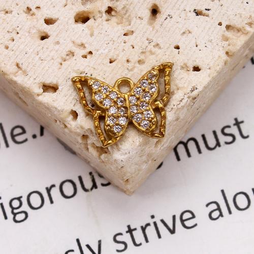Šatonové mosaz Přívěsky, Motýl, á, DIY & s drahokamu, zlatý, nikl, olovo a kadmium zdarma, 13.10x2.16x9.60mm, Vnitřní průměr:Cca 5.09mm, Prodáno By PC