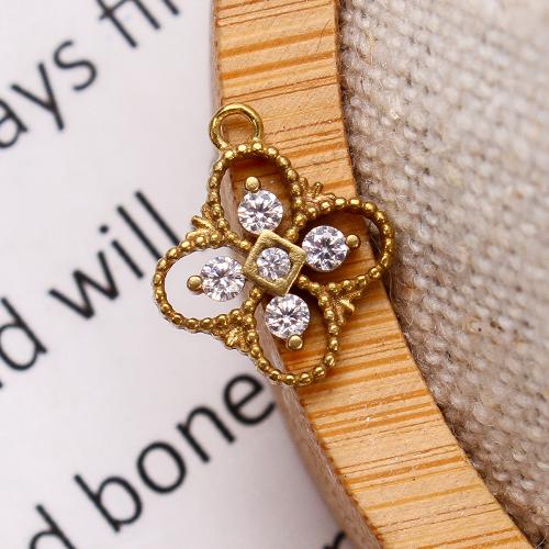 Šatonové mosaz Přívěsky, Four Leaf Clover, á, DIY & s drahokamu & dutý, zlatý, nikl, olovo a kadmium zdarma, 11.23x2.03x13.35mm, Vnitřní průměr:Cca 5.09mm, Prodáno By PC