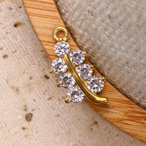 Šatonové mosaz Přívěsky, List, á, DIY & s drahokamu, zlatý, nikl, olovo a kadmium zdarma, 8.34x3.14x15.99mm, Vnitřní průměr:Cca 5.09mm, Prodáno By PC