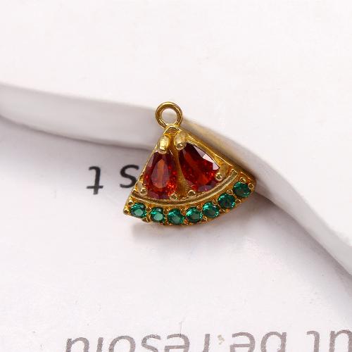 Šatonové mosaz Přívěsky, Vodní meloun, á, DIY & s drahokamu, zlatý, nikl, olovo a kadmium zdarma, 12.05x3.54x11.22mm, Vnitřní průměr:Cca 5.09mm, Prodáno By PC