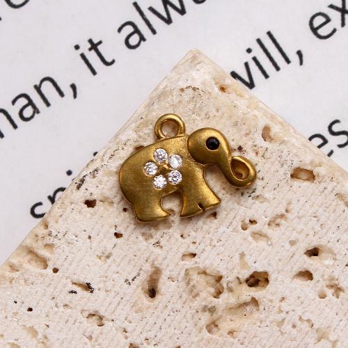 Šatonové mosaz Přívěsky, Slon, á, DIY & s drahokamu, zlatý, nikl, olovo a kadmium zdarma, 11.80x1.95x7.24mm, Vnitřní průměr:Cca 5.09mm, Prodáno By PC
