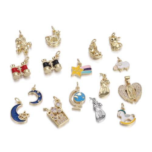 Mosaz Šperky Přívěsky, á, DIY & micro vydláždit kubické zirkony & smalt, zlatý, nikl, olovo a kadmium zdarma, Prodáno By PC