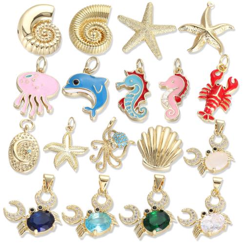 Mosaz Šperky Přívěsky, s Krystal, á, DIY & micro vydláždit kubické zirkony & smalt, více barev na výběr, nikl, olovo a kadmium zdarma, Prodáno By PC