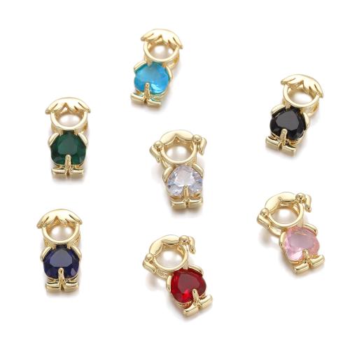 Cubic Zirkonia (CZ) Brass riipukset, Messinki, Ylittää, päällystetty, tee-se-itse & Micro Pave kuutiometriä zirkonia, kultainen, nikkeli, lyijy ja kadmium vapaa, Myymät PC