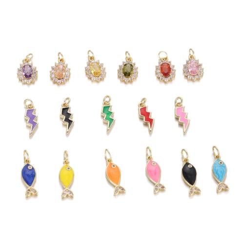 Cubique Pendentif en laiton zircon pavent, avec résine, Placage, DIY & pavé de micro zircon & émail, plus de couleurs à choisir, protéger l'environnement, sans nickel, plomb et cadmium, Vendu par PC