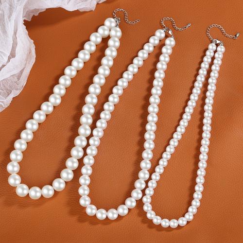 perle de plastique collier, avec laiton, Rond, normes différentes pour le choix & pour femme, Longueur Environ 16 pouce, Vendu par PC