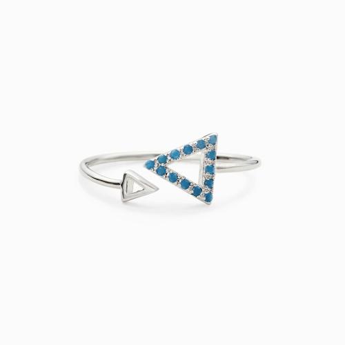 laiton Cuff Bague, triangle, Plaqué de platine, réglable & styles différents pour le choix & pavé de micro zircon & pour femme, Taille:8, Vendu par PC