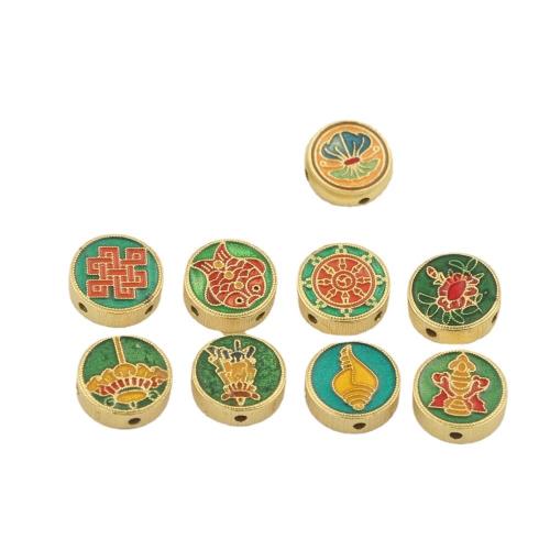 925 Sterling Silver Pärlor, Flat Round, guldfärg pläterade, DIY & olika mönster för val & emalj, Säljs av PC