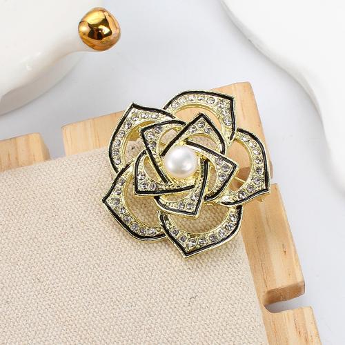 Sladkovodní Pearl Brož, Zinek, s Sladkovodní Pearl, Květina, barva pozlacený, módní šperky & smalt & s drahokamu, více barev na výběr, 32.24x11.73x34.58mm, Prodáno By PC