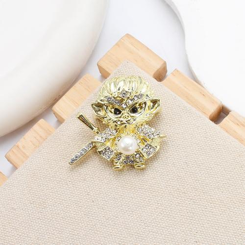 Sladkovodní Pearl Brož, Zinek, s Sladkovodní Pearl, Opice, barva pozlacený, módní šperky & s drahokamu, více barev na výběr, 39.33x13x34.04mm, Prodáno By PC