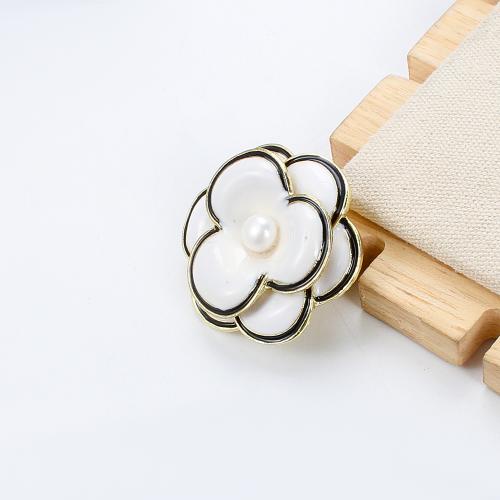 Sladkovodní Pearl Brož, Zinek, s Sladkovodní Pearl, Květina, barva pozlacený, módní šperky & smalt, více barev na výběr, 38.55x14.60x37.98mm, Prodáno By PC