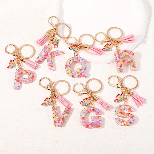 Bag Purse Charms Keyrings Keychains Zinc Alloy with Resin Alphabet Letter multifunctional & Unisex pink Sold By PC