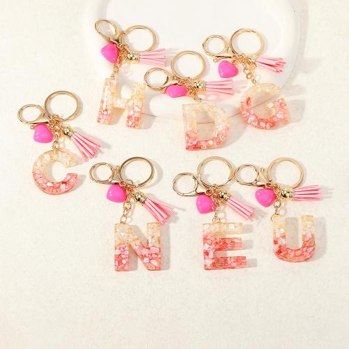 Bag Purse Charms Keyrings Keychains Zinc Alloy with Resin Alphabet Letter epoxy gel multifunctional & Unisex pink Sold By PC