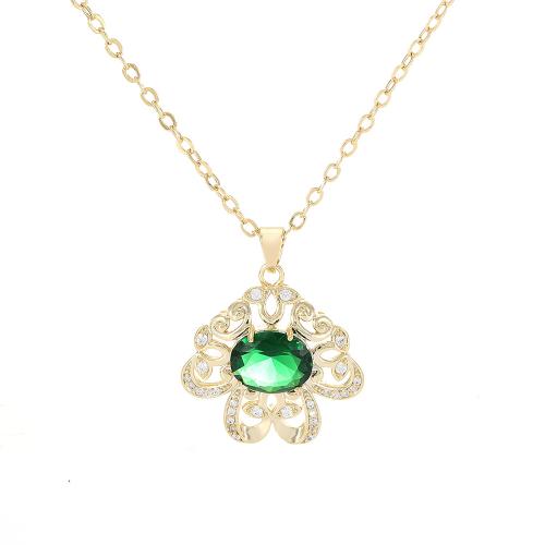 Collier en laiton cubique Zircon Micro Pave, Placage, pavé de micro zircon & pour femme & creux, doré, Vendu par PC