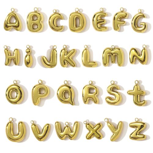Rostfritt stål Häng Brev, 304 rostfritt stål, Alfabetsbokstav, guldfärg pläterade, DIY, gyllene, 3PC/Bag, Säljs av Bag