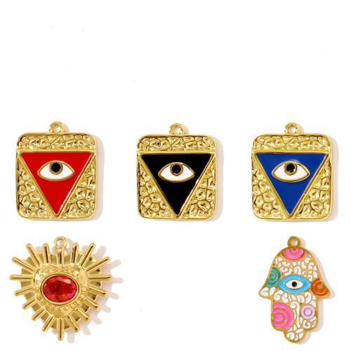 Evil Eye Hängen, 304 rostfritt stål, plated, DIY & micro bana cubic zirconia & emalj, fler färger för val, 3PC/Bag, Säljs av Bag