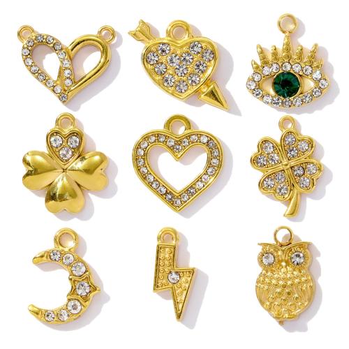 Stainless Steel Pendants 304 Stainless Steel plated DIY & with rhinestone Sold By Bag