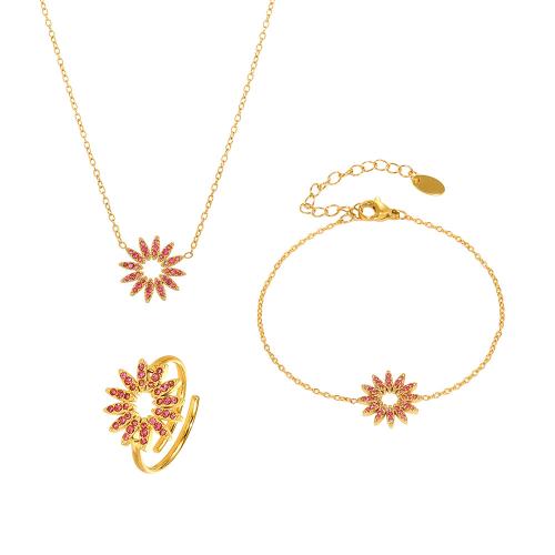 Zirkonia Edelstahl Schmuck Sets, 304 Edelstahl, plattiert, Micro pave Zirkonia & für Frau, keine, verkauft von PC