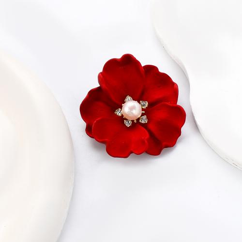 Sladkovodní Pearl Brož, Zinek, s Sladkovodní Pearl & Umělá hmota, Květina, barva pozlacený, módní šperky & s drahokamu, více barev na výběr, 44.49x17.06x43.42mm, Prodáno By PC