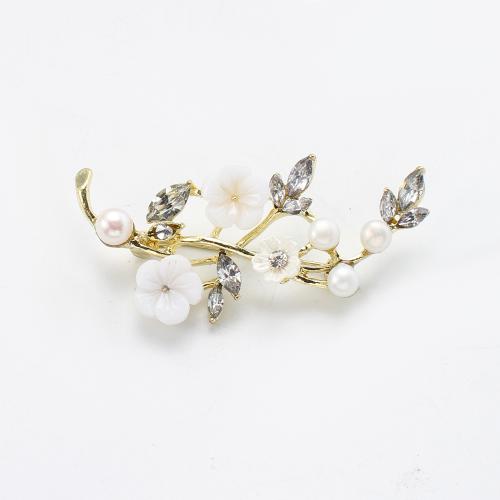 Sladkovodní Pearl Brož, Zinek, s Sladkovodní Pearl & Akryl, Kvetoucí švestka, barva pozlacený, módní šperky & s drahokamu, více barev na výběr, 61.19x13.87x40.38mm, Prodáno By PC
