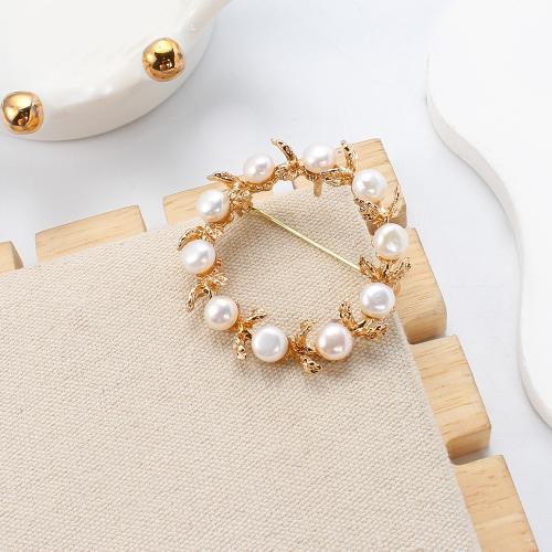 Sladkovodní Pearl Brož, Zinek, s Sladkovodní Pearl, Kvetoucí švestka, barva pozlacený, módní šperky, více barev na výběr, 45.98x11.19x45.46mm, Prodáno By PC