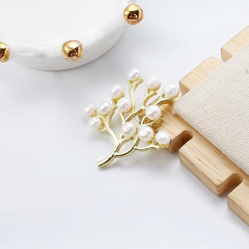 Sladkovodní Pearl Brož, Zinek, s Sladkovodní Pearl, Kvetoucí švestka, barva pozlacený, módní šperky, více barev na výběr, 46.30x13.88x46.50mm, Prodáno By PC