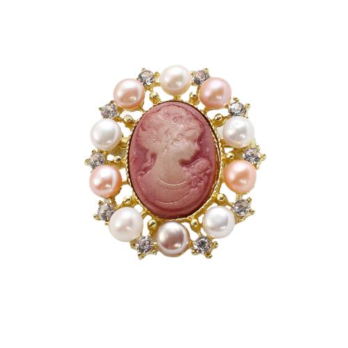 Sladkovodní Pearl Brož, Zinek, s Sladkovodní Pearl & Pryskyřice, Kvetoucí švestka, barva pozlacený, módní šperky & s drahokamu, více barev na výběr, 36.19x11.79x40.93mm, Prodáno By PC