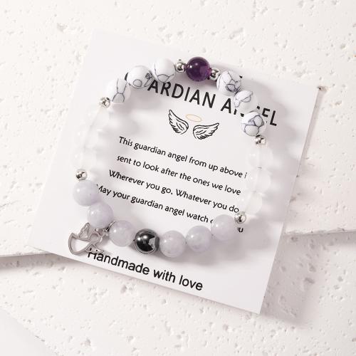 Bracelets de pierres précieuses, Pierre naturelle, avec alliage de zinc, Placage de couleur d'or, bijoux de mode, plus de couleurs à choisir, Vendu par PC