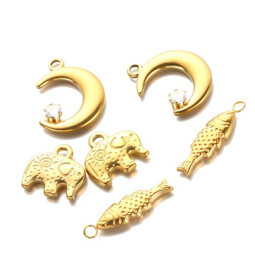 Pendants Jewelry Cruach dhosmálta, 304 Cruach dhosmálta, dath an óir plated, DIY & le rhinestone, órga, 10ríomhairí pearsanta/Mála, Díolta De réir Mála