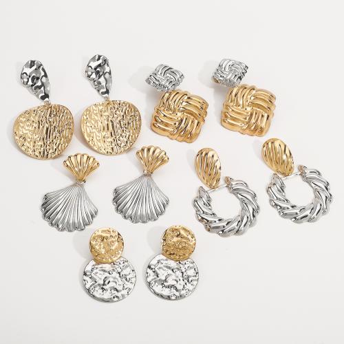 Boucles d'oreilles en alliage de zinc, Placage, styles différents pour le choix & pour femme & deux tons, Vendu par paire