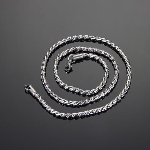 Rostfritt stål kedja halsband, 304 rostfritt stål, mode smycken & olika längd för val & Unisex, ursprungliga färgen, wide:3.5mm, Säljs av PC