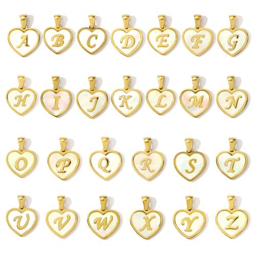 Rostfritt stål Häng Brev, 304 rostfritt stål, med Shell, Alfabetsbokstav, plated, DIY, fler färger för val, 3PC/Bag, Säljs av Bag