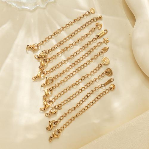 Rostfritt stål Extender Chain, 304 rostfritt stål, guldfärg pläterade, DIY, gyllene, 100PC/Bag, Säljs av Bag