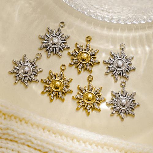 Stainless Steel Pendants 304 Stainless Steel Sun plated DIY & with rhinestone Sold By Bag
