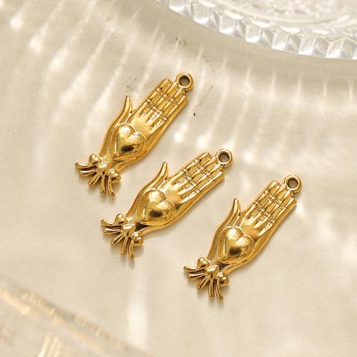 Edelstahl Schmuck Anhänger, 304 Edelstahl, Hand, goldfarben plattiert, DIY, goldfarben, 10PCs/Tasche, verkauft von Tasche