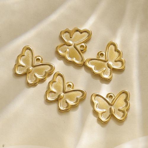 Stainless Steel Animal Pendants 304 Stainless Steel Butterfly plated DIY golden Sold By Bag