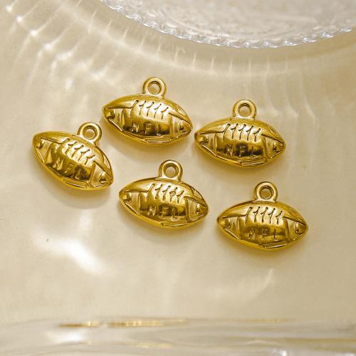 Edelstahl Schmuck Anhänger, 304 Edelstahl, Rugby-Ball, plattiert, DIY, goldfarben, verkauft von Tasche