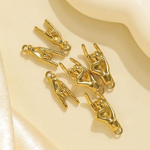 Edelstahl Schmuck Anhänger, 304 Edelstahl, Hand, goldfarben plattiert, DIY, goldfarben, 10PCs/Tasche, verkauft von Tasche
