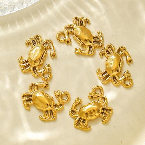 Stainless Steel Animal Pendants 304 Stainless Steel Crab gold color plated DIY golden Sold By Bag