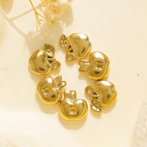 Stainless Steel Pendants 304 Stainless Steel Apple gold color plated DIY golden Sold By Bag