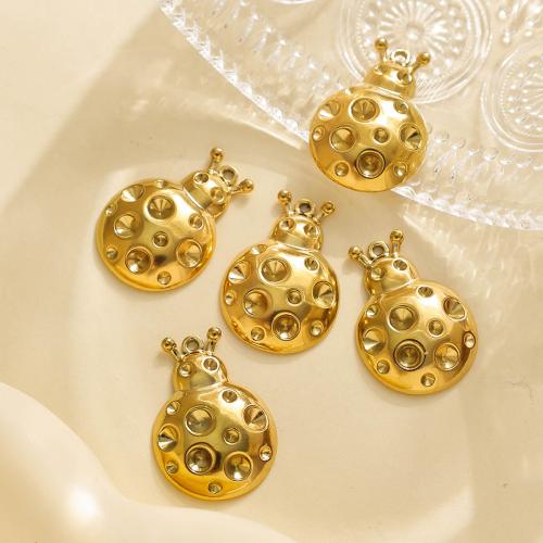 Nerezová ocel zvířat Přívěsky, 304 Stainless Steel, Hmyz, barva pozlacený, DIY, zlatý, 10PC/Bag, Prodáno By Bag