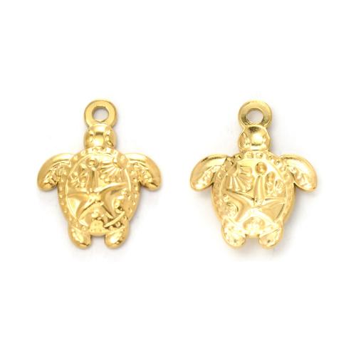 Stainless Steel Animal Pendants 304 Stainless Steel Turtle gold color plated DIY golden Sold By Bag